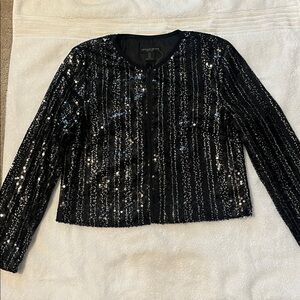 Christian Siriano Sequin Zip Front holiday party ready blazer jacket